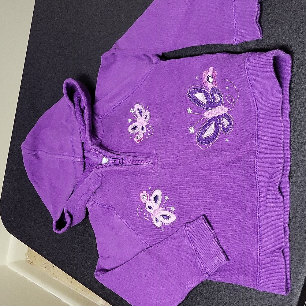 Sonoma Purple Hooded 1/4 Zip Sweatshirt with Butterflies and Flowers
